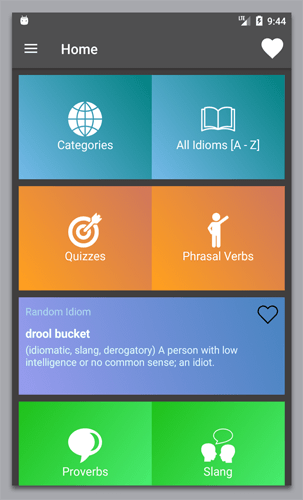 full list of English idioms and phrases